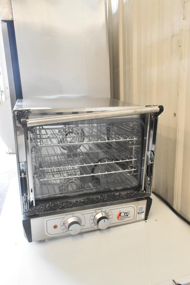 Cooking Performance Group COQ-T3-A 3 Tray Convection Oven, stainless steel, broken glass, 110V, 1 phase, model 351COQT3A.