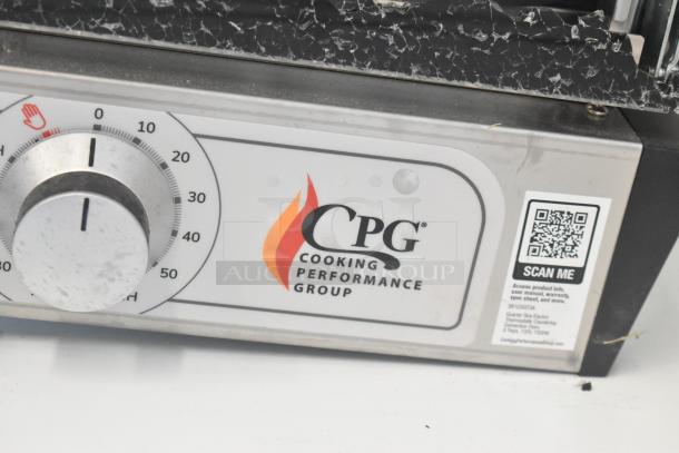 Cooking Performance Group COQ-T3-A convection oven with thermostat dial, broken glass visible, 110V, 1 phase.