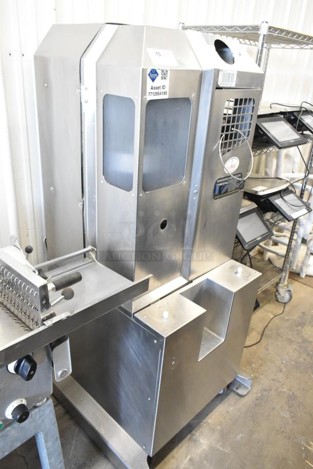 Fresh N Squeeze POS-1 stainless steel citrus juicer on casters. Commercial floor style, 115V, 1 phase, clean condition.