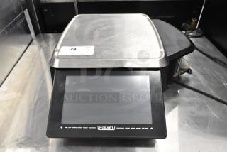 2016 Hobart HTi metal commercial countertop food portioning scale, 120/208-240V, touchscreen, stainless steel platform.