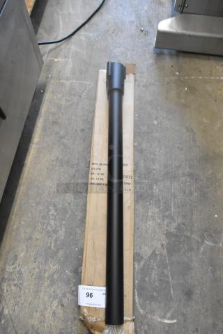 BRAND NEW Scratch and Dent Update RS-36BK Stanchion, black, full-length view on cardboard, auction label visible.