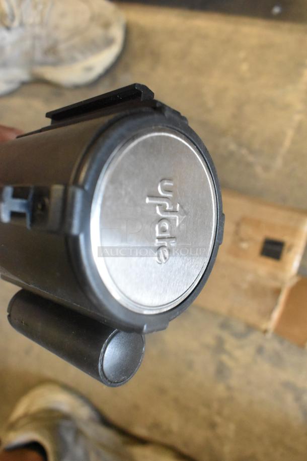 Brand new Update RS-36BK Stanchion with visible logo, minor scratches; black with brushed metal top.