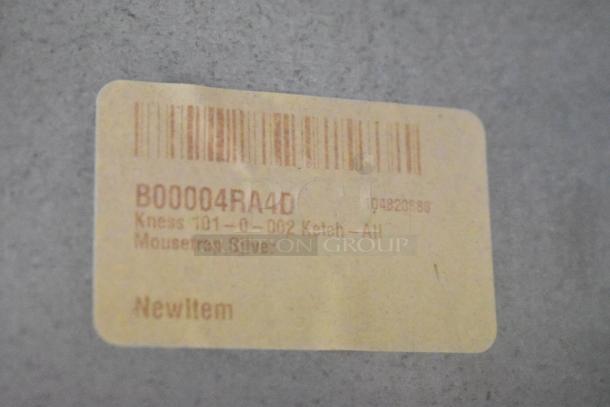 Kness Pest Defense Rodent Mousetrap, model 101-0-002, silver. New item label with barcode visible.
