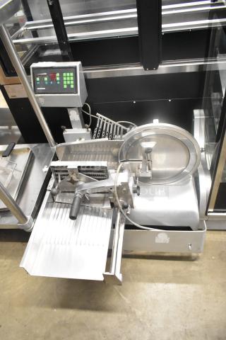 Bizerba A330 Stainless Steel Meat Slicer Stacker, commercial countertop model, 120V, 1 Phase, used condition.