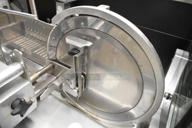 Bizerba A330 stainless steel commercial meat slicer, features sharp blade, adjustable thickness, 120V, used condition.