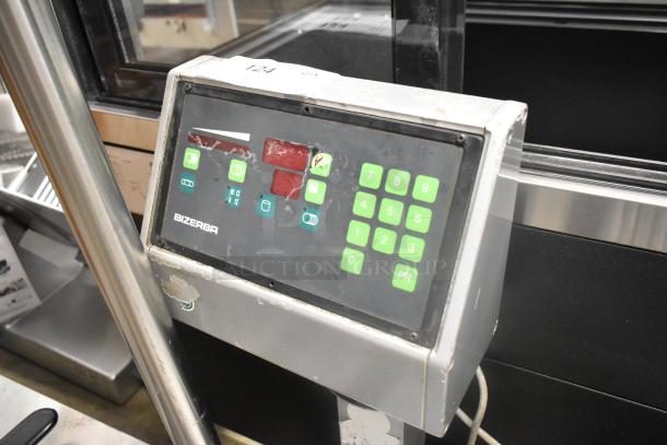 Bizerba A330 Stainless Steel Meat Slicer Stacker, 120V, 1 Phase, keypad and control panel visible, used condition.