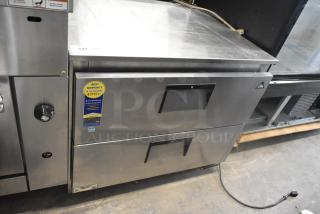Everest ETSSR2-D2 Stainless Steel 2 Drawer Cooler, 115V, 1 Phase, commercial-grade, with warranty label visible.