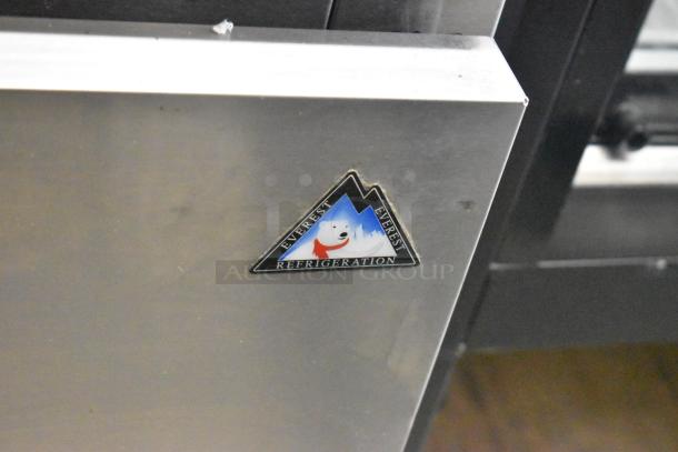 Everest ETSSR2-D2 stainless steel commercial cooler, 2-drawer, 115V, Everest logo visible, clean condition.