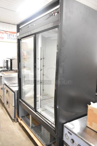 2024 Avantco 178GDS47HCB metal 2-door reach-in cooler merchandiser, missing one door, 115 volts, 1 phase.