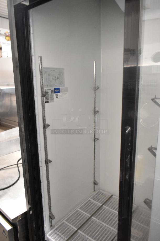 2024 Avantco 178GDS47HCB metal commercial 2 door cooler merchandiser, missing one door, 115V, 1 phase, shelving included.