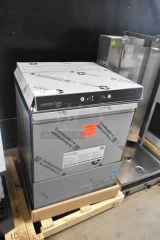 2025 Hobart Centerline CUH-1 stainless steel undercounter dishwasher, brand new, with protective wrapping and visible labels.