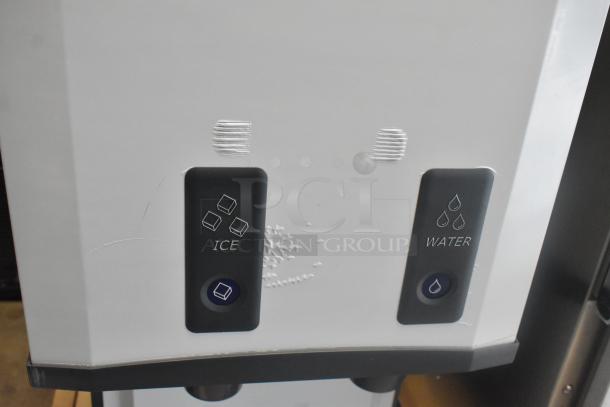 New 2024 Scotsman HID312AB-1A Meridian® stainless steel countertop ice and water dispenser, scratch and dent, push button control.