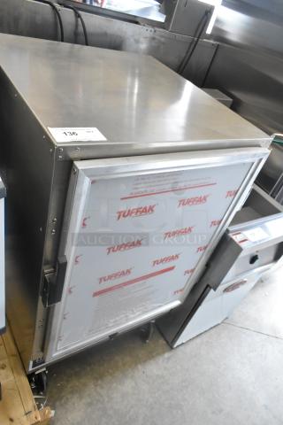 Brand new 2024 ServIt 423CH2UFNCF full-size insulated holding cabinet with clear door, 120V, 1 phase, minor dent.