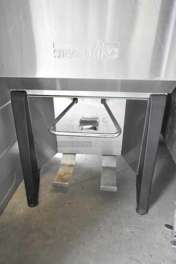 Silver King SK5MAJ stainless steel countertop milk dispenser, 115V, 1 phase, featuring sturdy base and branded exterior.