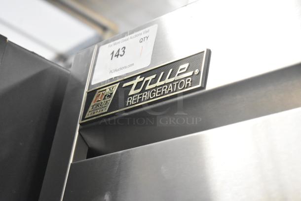 True T-35 Stainless Steel Commercial 2 Door Cooler, poly-coated racks, 115V, 1-phase, brand and model tag visible.