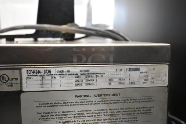 Standex BCF44244-0AX6 stainless steel undercounter blast chiller. 220V, 1 phase. UL listed, made in Italy. Visible model label.