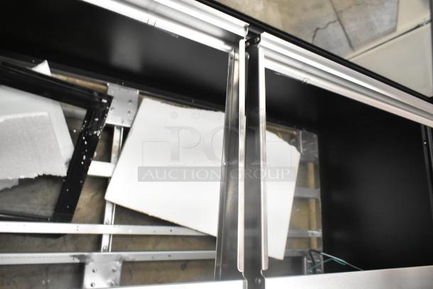 Brand new Avantco 193BCFD72B 70 7/8" black bakery display case, scratch and dent condition, LED lighting, 120V, 1 phase.