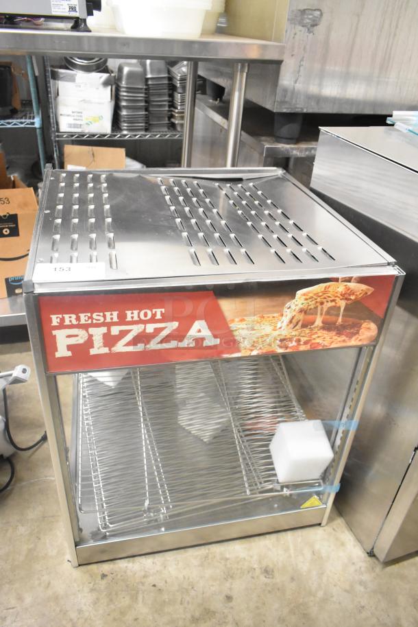 Brand new ServIt 423PDW18D2S 18" countertop display warmer with 4 shelves, promoting "Fresh Hot Pizza," 120V, 1 phase.