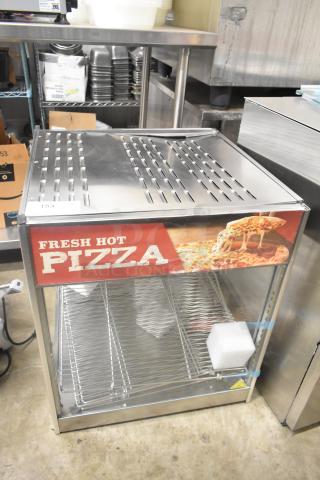 Brand new ServIt 423PDW18D2S 18" countertop display warmer with 4 shelves, promoting "Fresh Hot Pizza," 120V, 1 phase.
