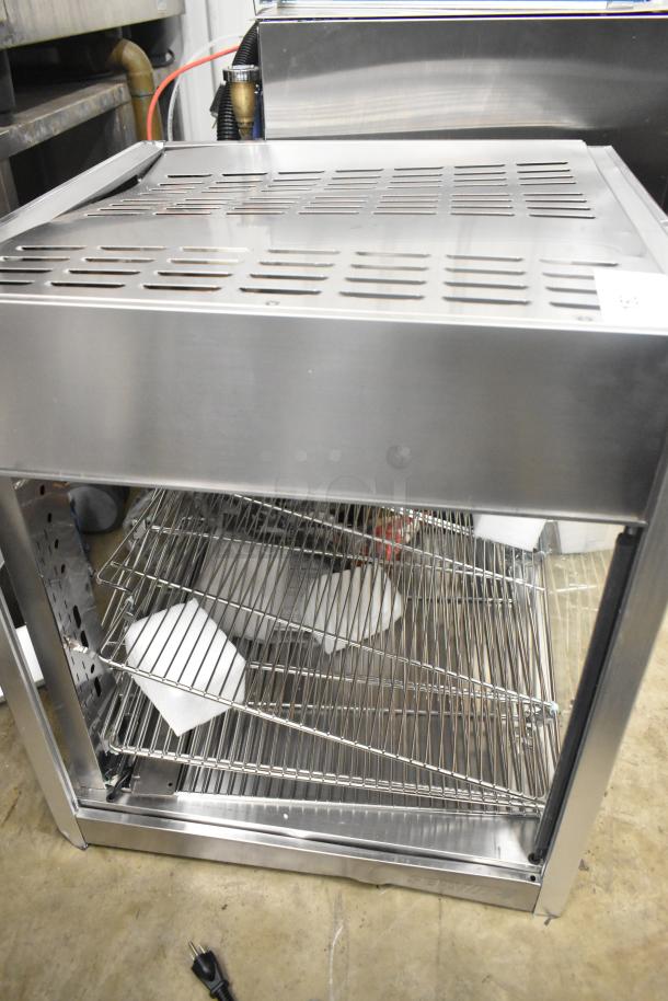 BRAND NEW ServIt 423PDW18D2S 18" countertop display warmer, stainless steel, 4 shelves, 120V, minor scratches.