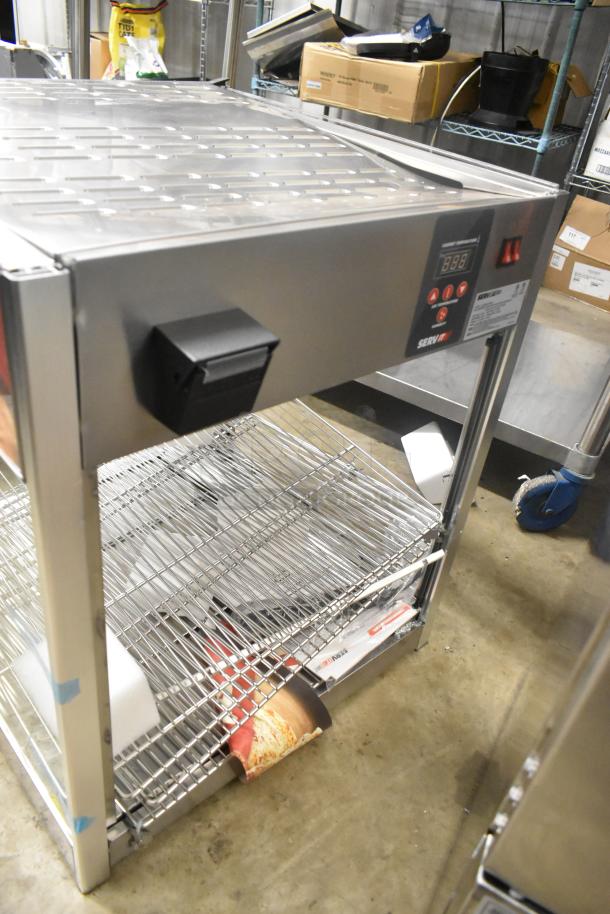 BRAND NEW ServIt 423PDW18D2S 18" countertop display warmer, 4 shelves, 120 volts, scratch and dent, digital controls, stainless steel.