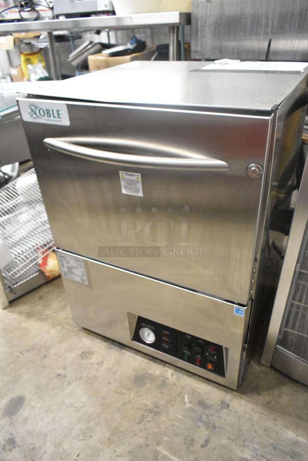 Brand new 2024 Hobart CUH-1 stainless steel commercial dishwasher, hi-temp, undercounter, 208-240V, minor scratches.
