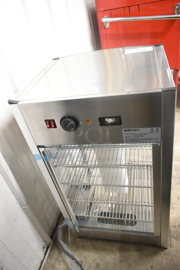 ServIt 423PDW12D1S 12" countertop display warmer, scratch and dent, 4 shelves, 120V, stainless steel, brand new.
