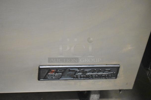 True TSSU-72-16 stainless steel commercial sandwich prep table, 115 volts, 1 phase, on casters. True logo visible.