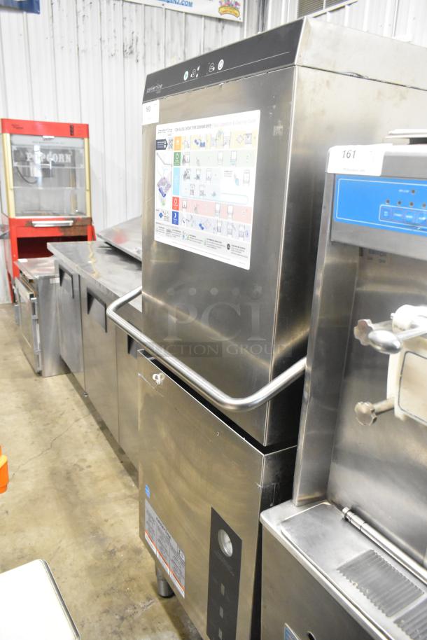 2022 Hobart CDL stainless steel commercial pass-through dishwasher, 120V, 1 phase, clean exterior, visible operation guide.