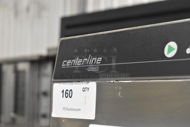 2022 Hobart CDL Corner Pass Through Dishwasher, stainless steel, 120V, single phase, "Centerline by Hobart" marking shown.