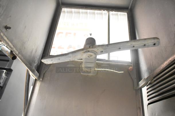 2022 Hobart CDL stainless steel commercial corner pass-through dishwasher, 120 volts, 1 phase. Interior view, excellent condition.