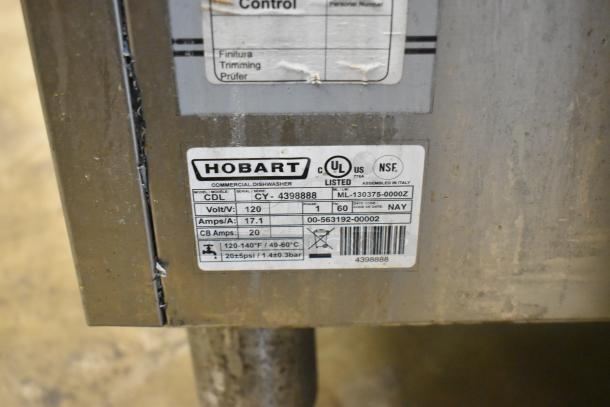 2022 Hobart CDL Commercial Dishwasher, stainless steel, 120V, 1 phase, tags show model and specs.