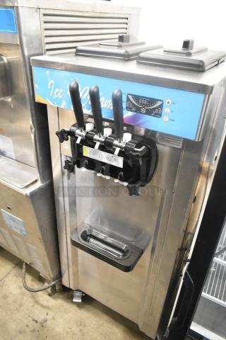 D425 stainless steel floor-style 2 flavor with twist soft serve ice cream machine. 115 volts, 1 phase. Model D425.