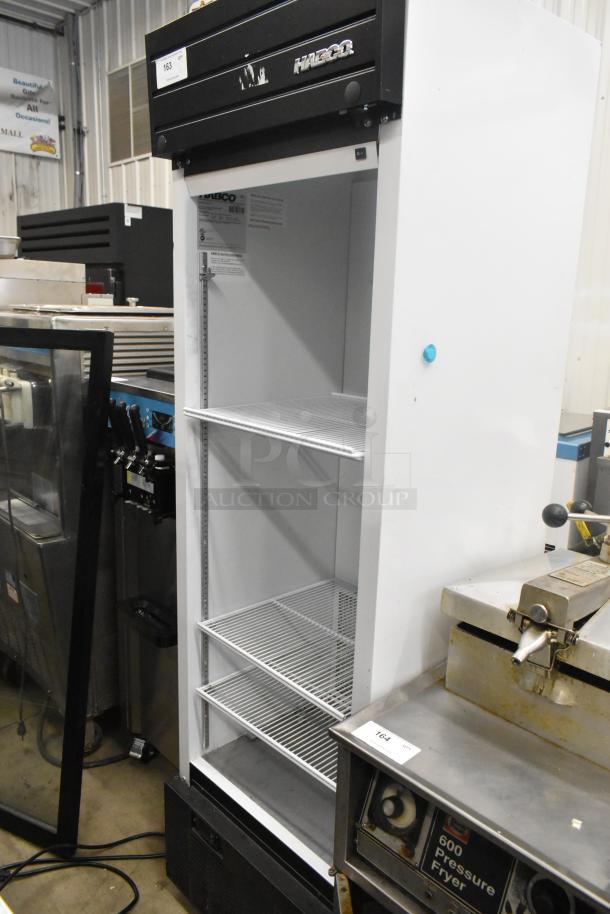 2019 Habco SE18 metal single door reach-in cooler, poly-coated racks, door detached. 115V, 1 phase.
