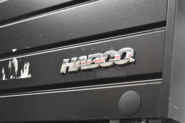 2019 Habco SE18 commercial cooler, metal body, single door missing, poly coated racks, 115V, 1 Phase.
