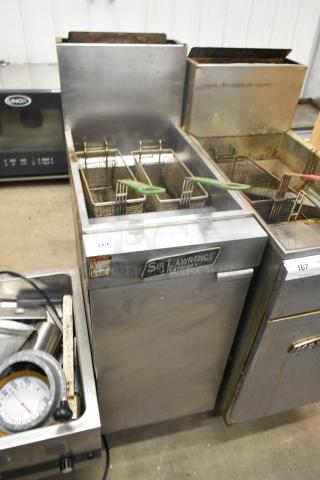 Sir Lawrence LG400 stainless steel commercial deep fat fryer, natural gas powered, 120,000 BTU, used condition.