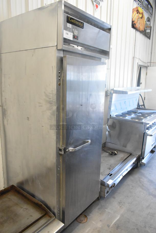 Continental 1FE stainless steel commercial reach-in freezer, single door, 115V, visible control panel, used condition.