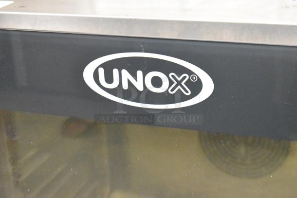 Cadco Unox XAV305 stainless steel convection oven, electric, 208-240V, visible "Unox" logo, excellent condition.