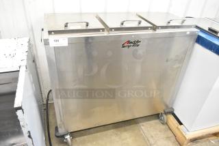2021 Aladdin Temp-Rite DH08 stainless steel tray return on commercial casters, 208-240V, 1 phase, excellent condition.