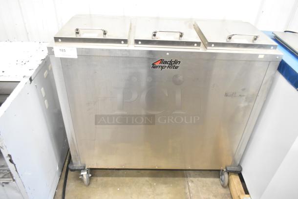 2021 Aladdin Temp-Rite DH08 stainless steel tray return, commercial casters, 208-240 volts, 1 phase, excellent condition.