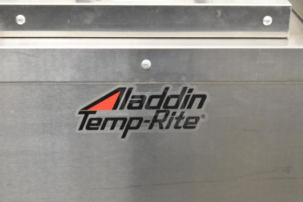 2021 Aladdin Temp-Rite DH08 stainless steel tray return, commercial casters, 208-240V, 1 Phase, logo visible.