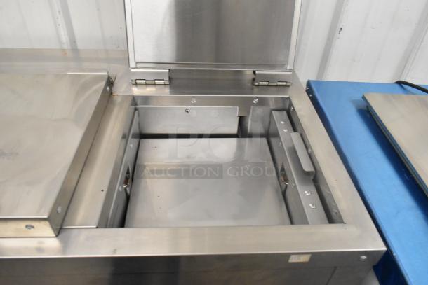 2021 Aladdin Temp-Rite DH08 stainless steel commercial tray return, on casters, with an open compartment. 208-240V, 1-phase.