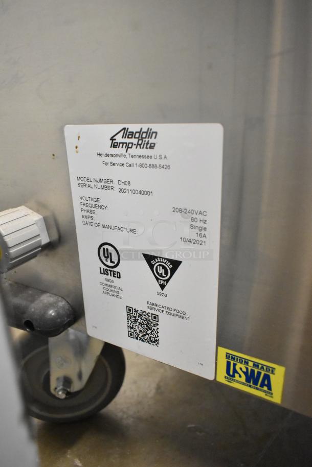 2021 Aladdin Temp-Rite DH08 stainless steel commercial tray return, on commercial casters, 208-240V, 1 phase.