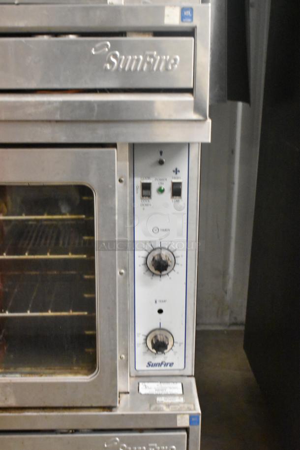Garland SunFire stainless steel convection oven, view-through doors, metal racks, thermostatic controls. Commercial-grade.