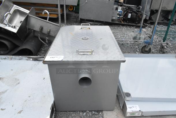 BRAND NEW SCRATCH AND DENT Regency 600GT25 50 lb. 25 GPM grease trap with 3" non-threaded connections, steel construction.
