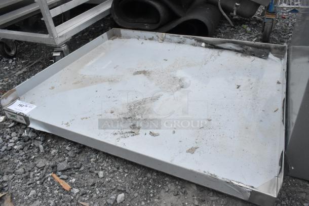 Regency 30"x36" 16-gauge stainless steel equipment stand, new scratch and dent, legless, possible dirt and dings visible.