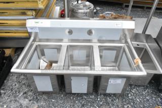 Brand new Regency 600S31014 stainless steel three-compartment sink, 39", 16-gauge, scratch and dent, no legs included.