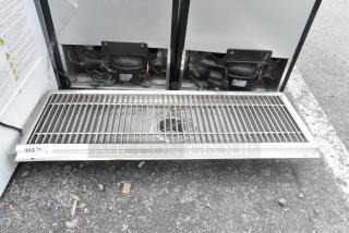 Brand new Regency stainless steel floor trough, scratch and dent condition, with drainage grate, label indicates model 20274.