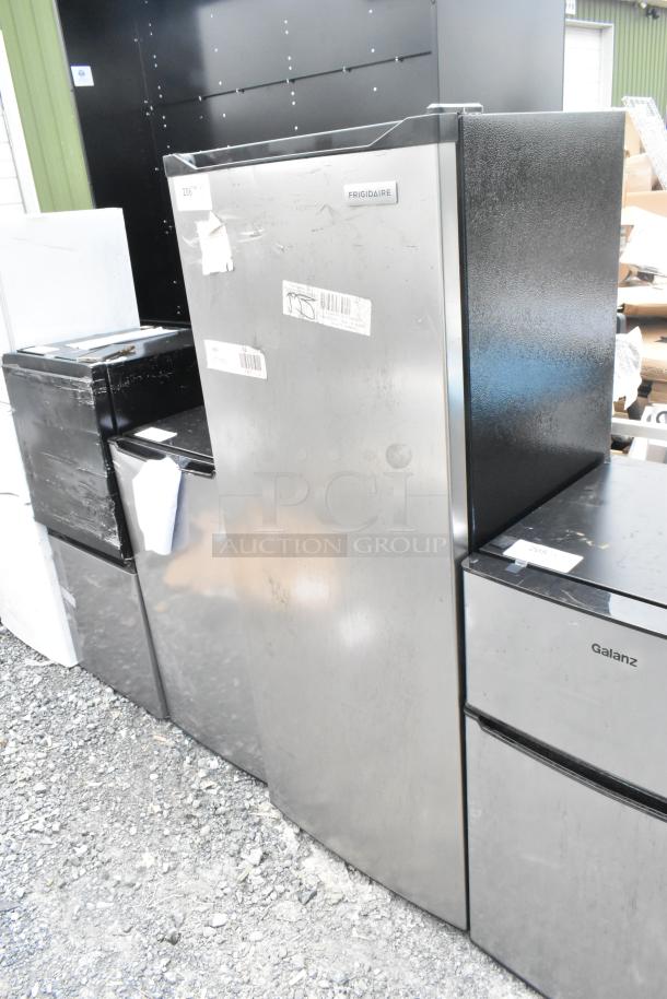 Frigidaire EFRF698-6COM single door reach-in freezer, stainless steel, 115V, 1 phase, visible exterior marks, model label.
