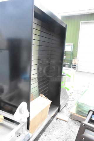 ASMMS 491-DS Merchandising Rack, black, excellent condition, slatted design, ideal for displaying retail items.